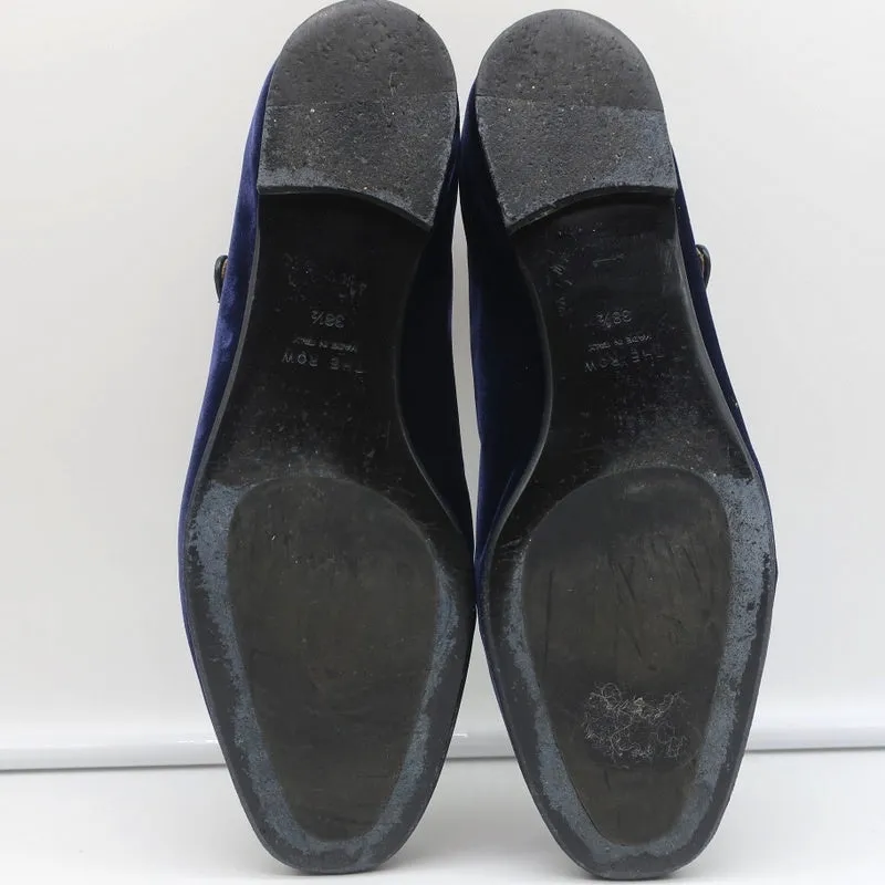 The Row Ava Mary Jane Flats Navy Velvet Size 38.5