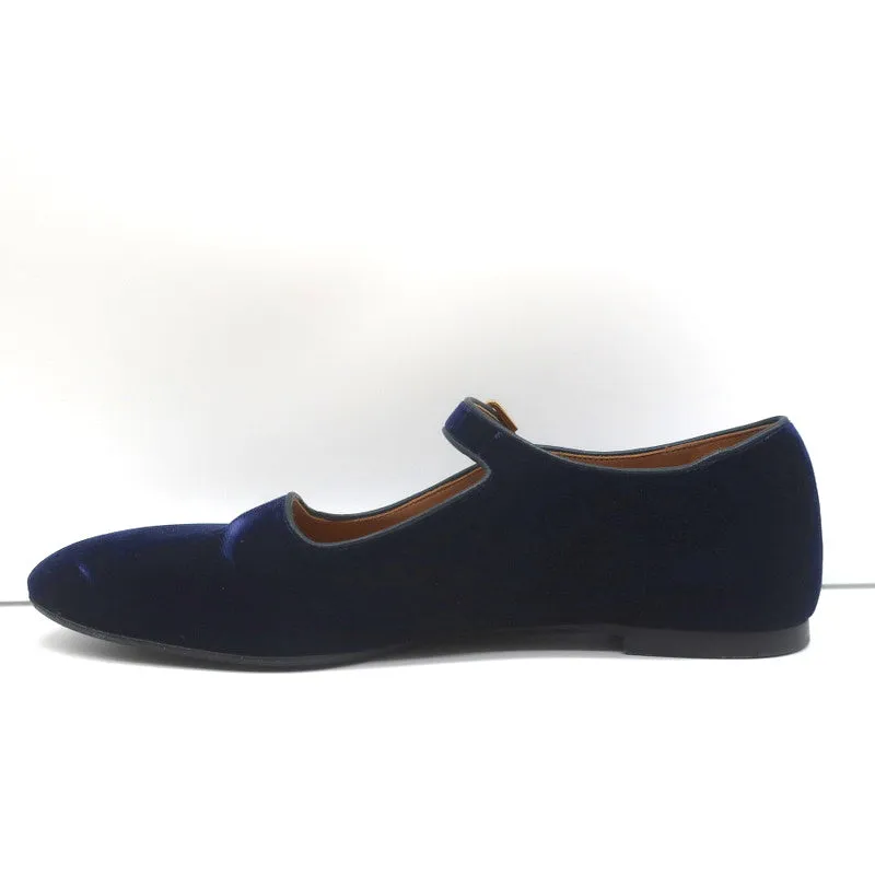 The Row Ava Mary Jane Flats Navy Velvet Size 38.5