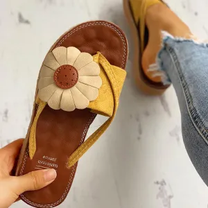 Toe Post Flower Design Flat Sandals