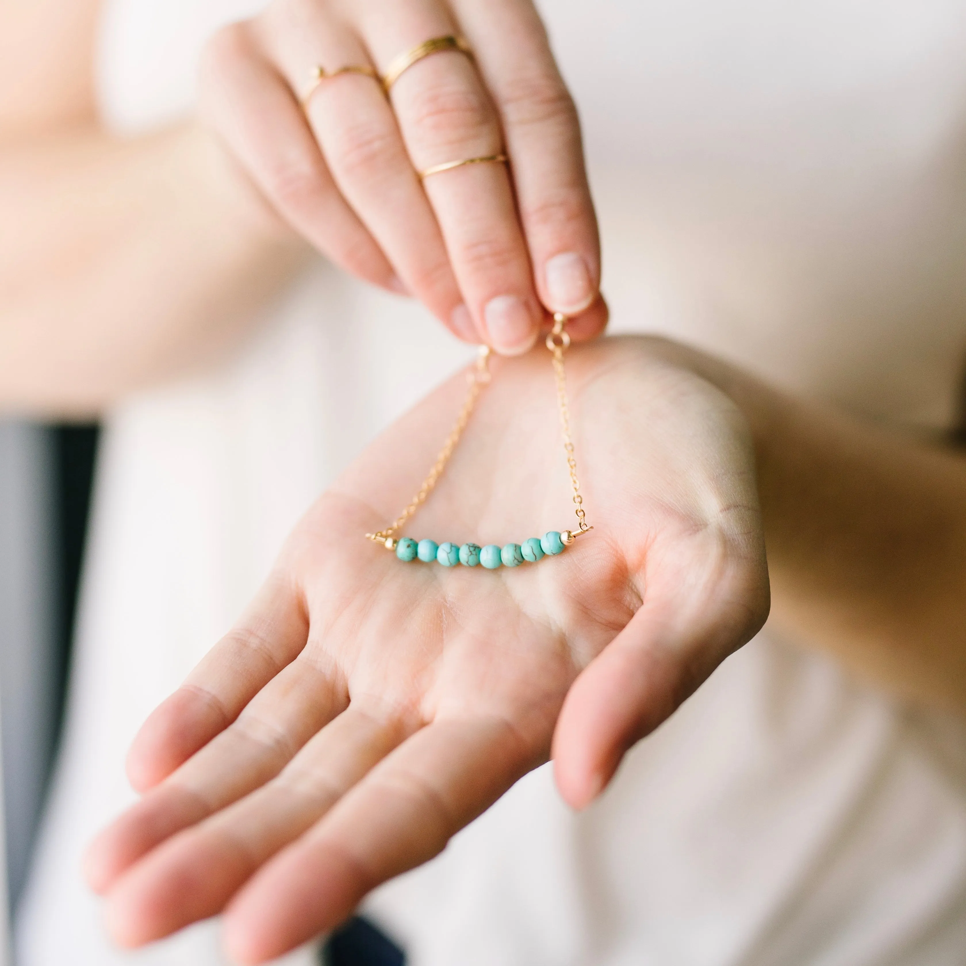Turquoise Adult Chain Bracelet (4MM beads)