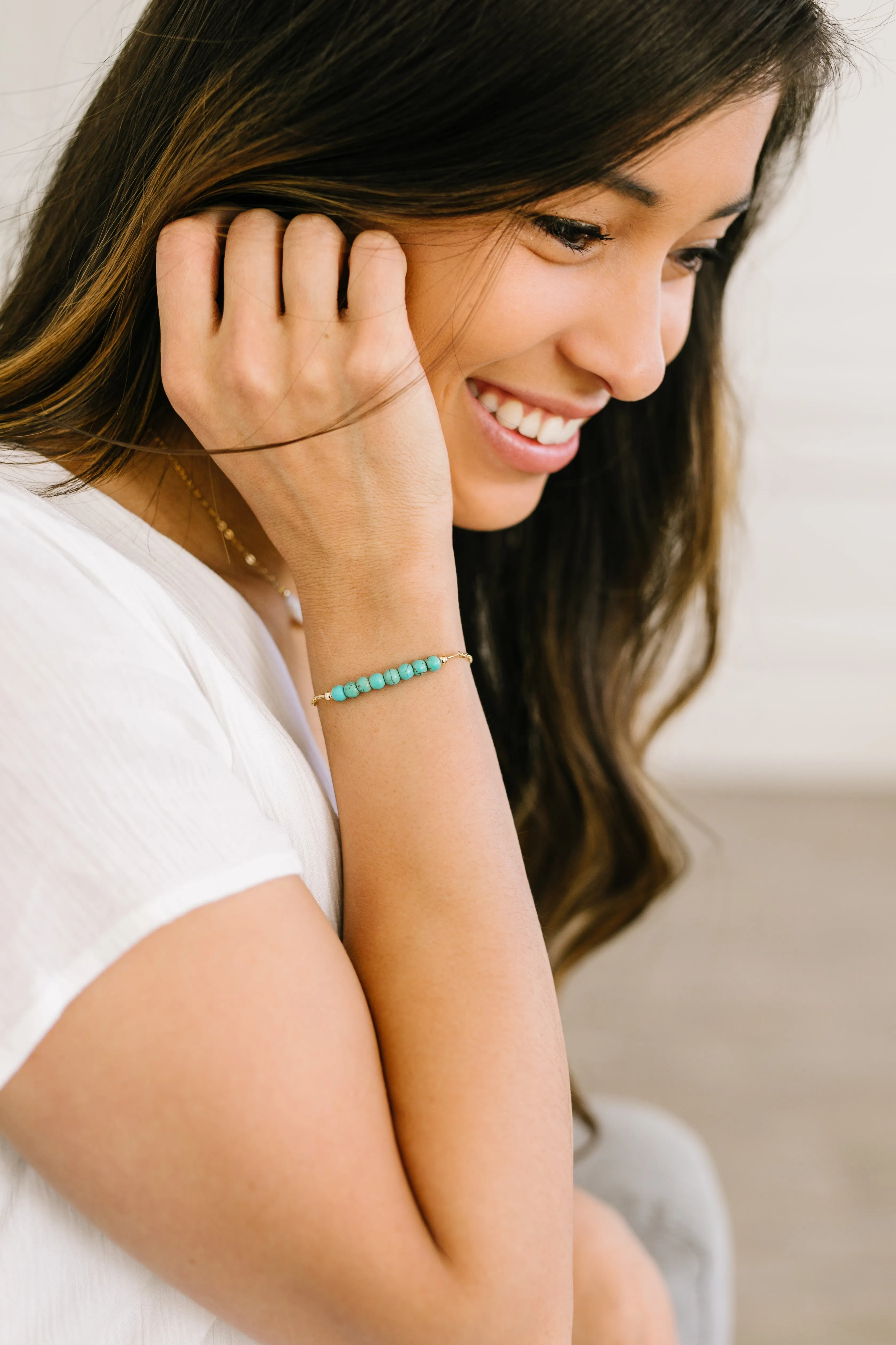 Turquoise Adult Chain Bracelet (4MM beads)