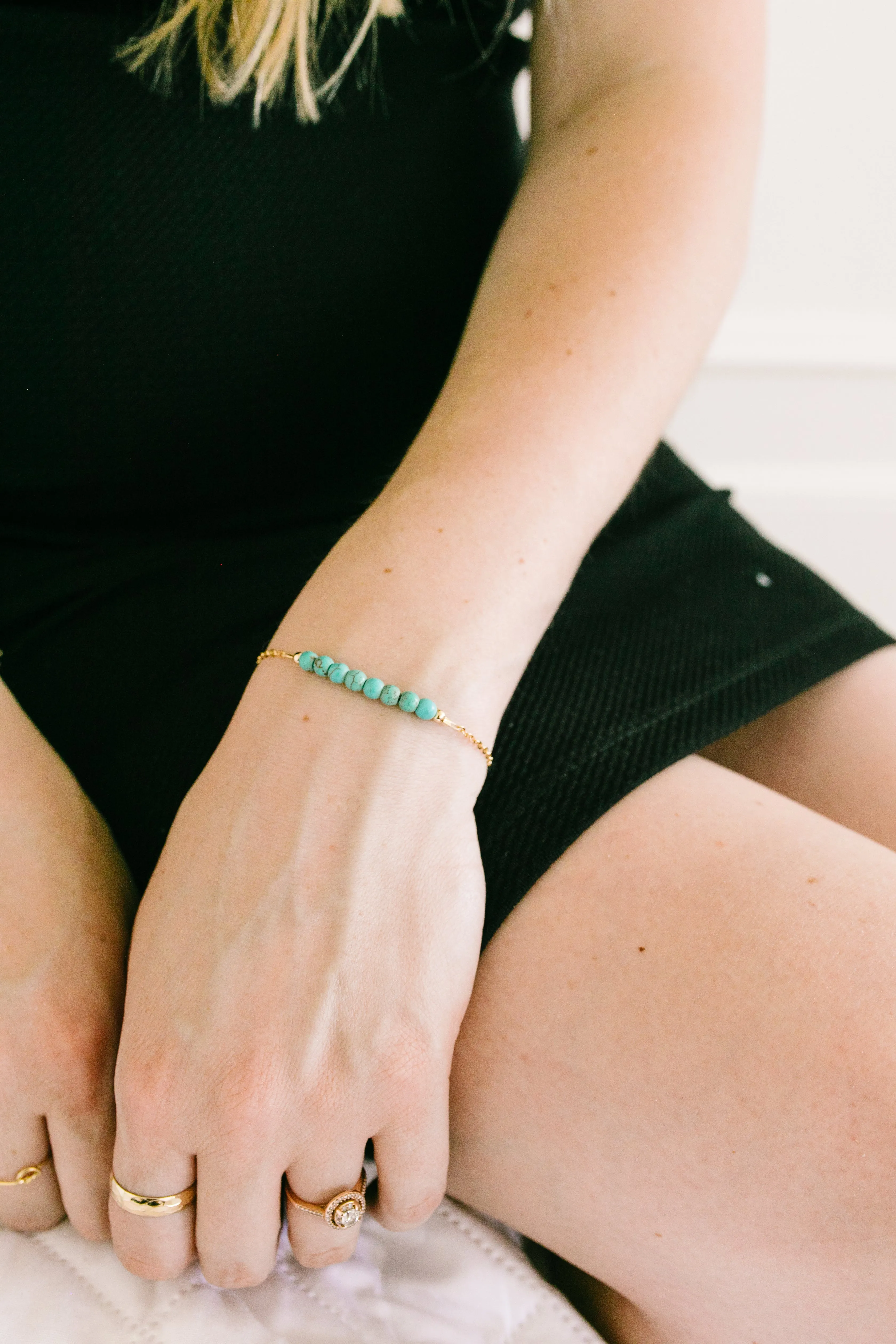 Turquoise Adult Chain Bracelet (4MM beads)