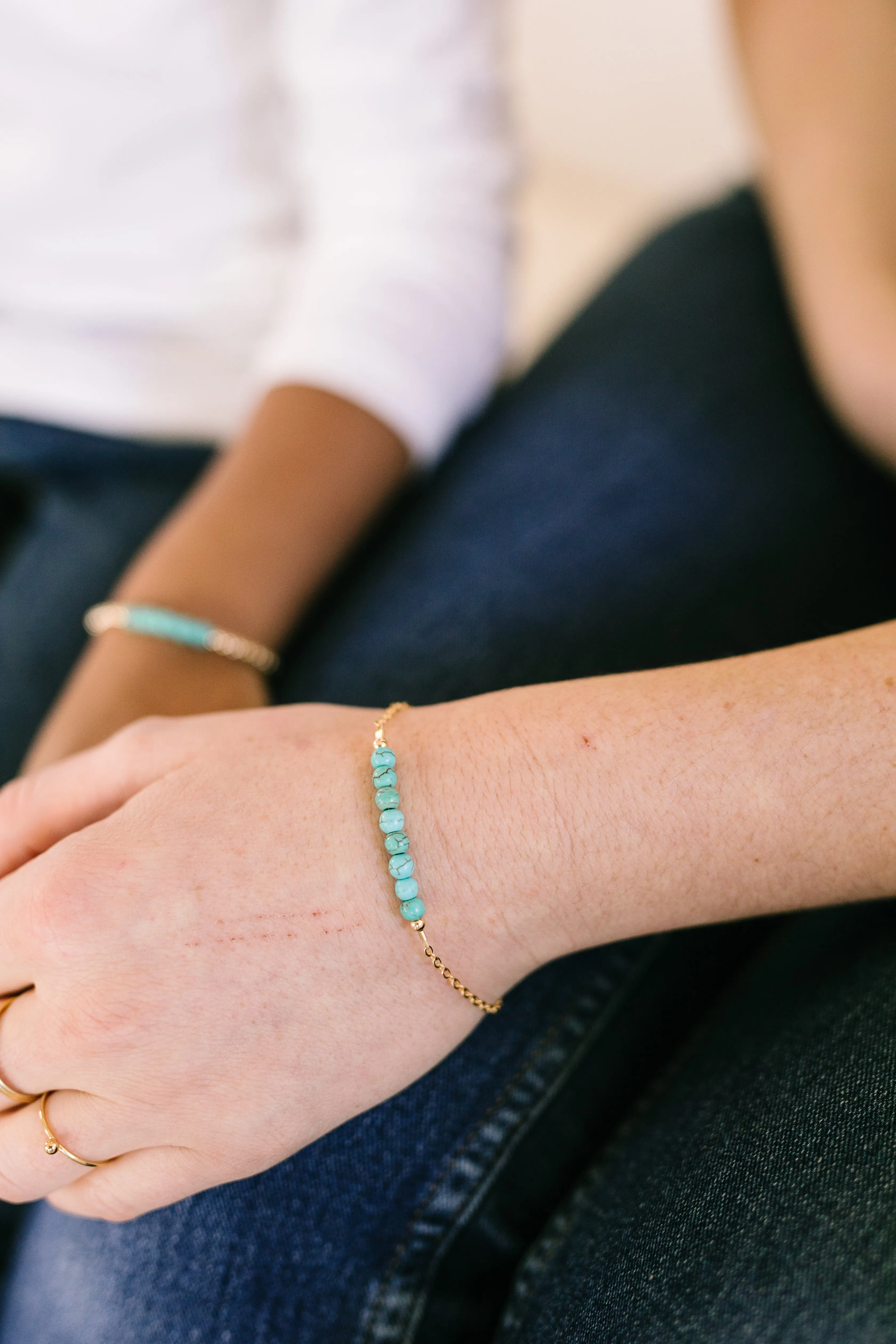 Turquoise Adult Chain Bracelet (4MM beads)