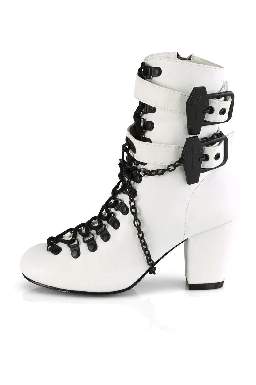 VIVIKA-128 Ankle Boot | White Faux Leather