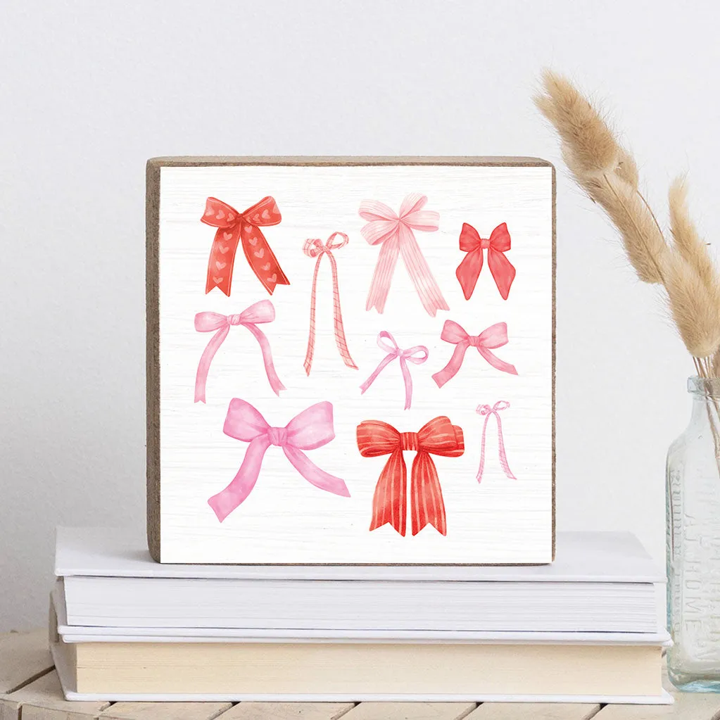 Watercolor Bows Wood Block