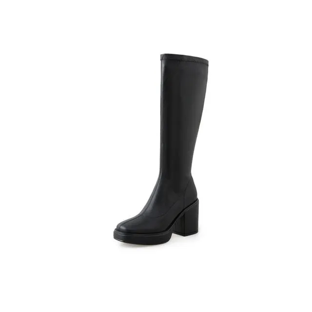 Women boots thick high heels square toe platform boots