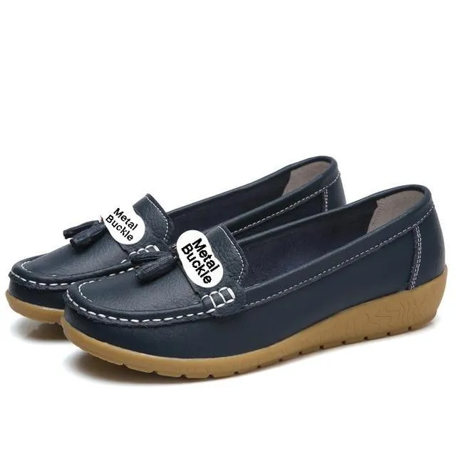 women shoes women flats genuine leather loafers casual ladies shoes