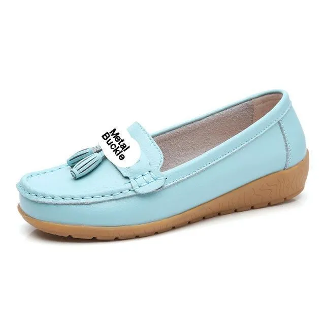 women shoes women flats genuine leather loafers casual ladies shoes