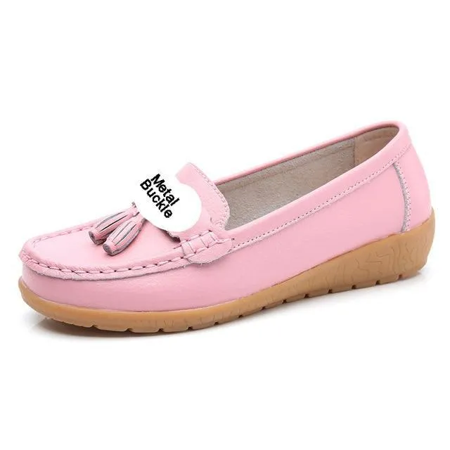 women shoes women flats genuine leather loafers casual ladies shoes