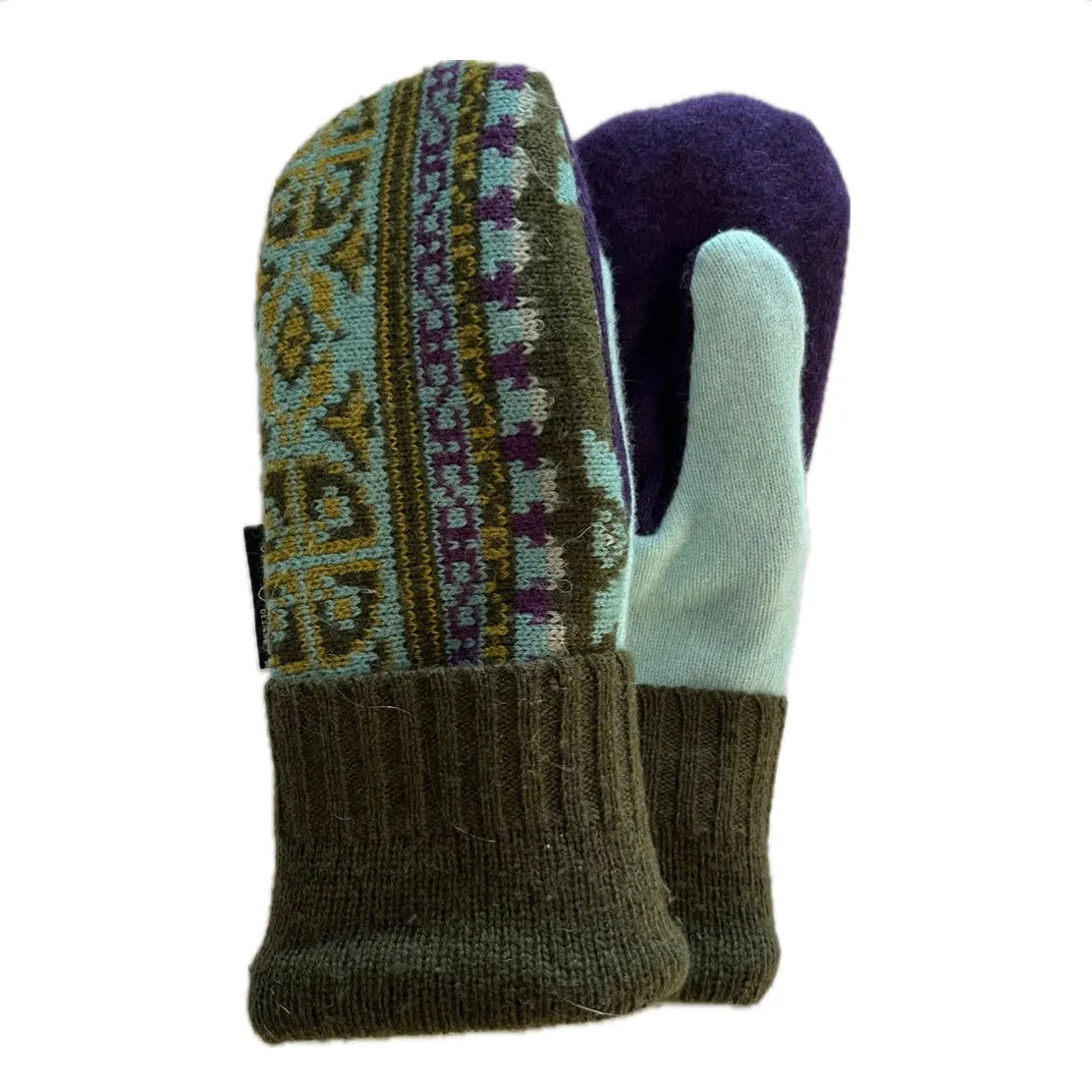 Women's Mittens - Olive Green & Teal Aztec - 1541 M/L