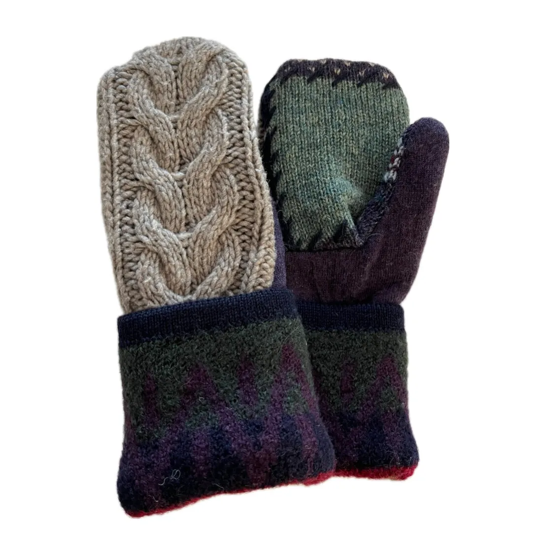 Women's Mittens - Purple, Blue & Beige- 1542 M/L