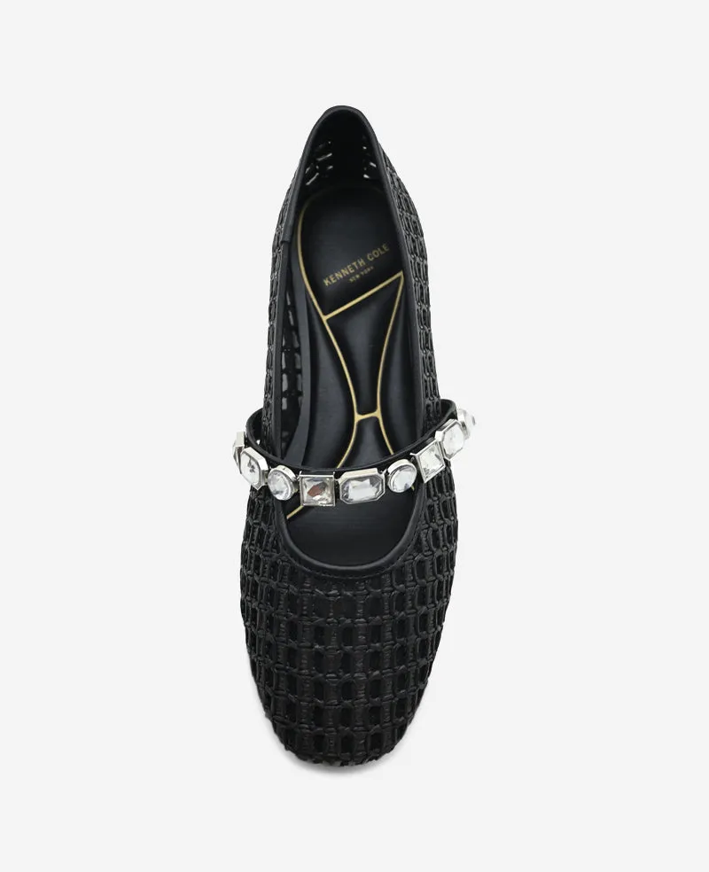 Zeta Raffia Jewel Mary Jane Flat
